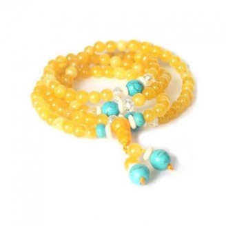 Yellow Jade and Turquoise Mala Beads