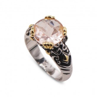 Morganite Sterling Silver and Gold Ring