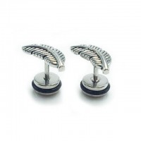 Stainless Steel Feather Stud Earrings