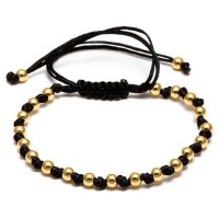 18K Gold 4mm Weaved Beads Unisex Bracelet [4 Variants]