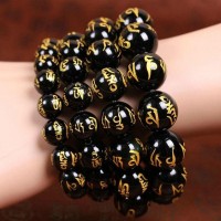 Gold Painted 10mm Buddhist Beads Bracelet