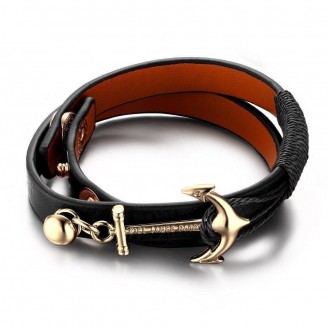Retro Anchor Unisex Leather Bracelet
