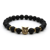 Lava Stone and Matte Animal Owl Bracelet [4 Variants]