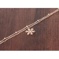 Rose Gold Snowflake Charm Double Strand Anklet