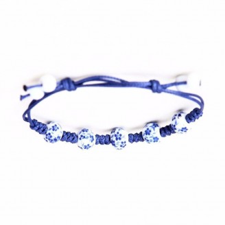 Elegant Floral Ceramic Beads Blue Adjustable Bracelet