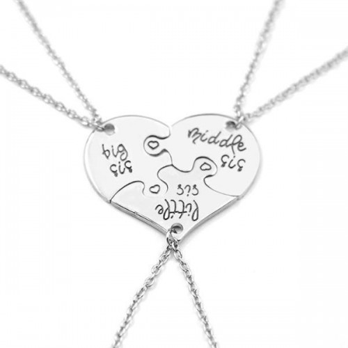 3 Pieces Heart Puzzle Necklace Set [Set of 3]