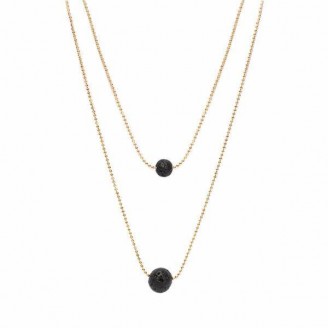 Layered Lava Stone Aromatherapy Diffuser Necklace [2 Variants]