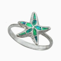 Lovely Star Silver Ocean Blue Opal Ring [4 Variants]
