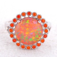 Floral Fire Opal Ring