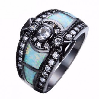 Elegant Ocean Blue Jeweled Opal Ring
