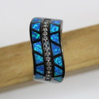 Jeweled Blue Opal Party Ring