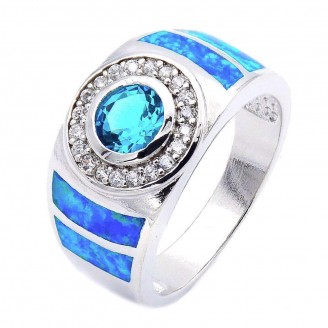 Jeweled Ocean Blue Opal Ring