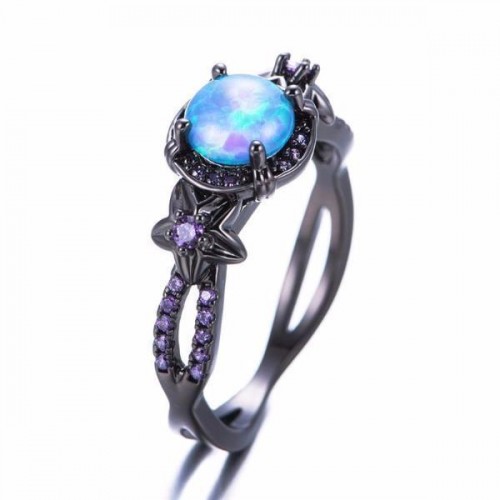 Purple Wildflower Marbled Opal Wedding Ring