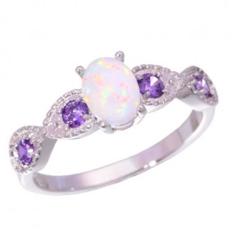 Pinfire Opal Wedding Ring