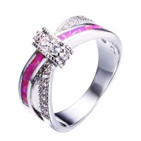 White Red Fire Opal Wedding Ring [3 Colors]