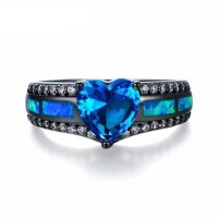 Blue Pacific Opal Wedding Ring [11 Colors]
