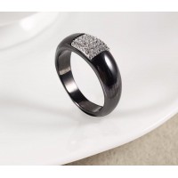 Black Ceramic Zircon Crystal Ring