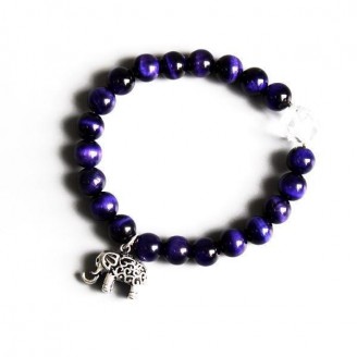 Violet Stone Beads Elephant Charm Meditation Bracelet