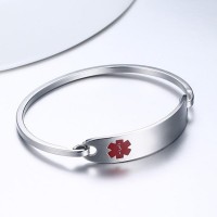 Elegant Stainless Steel Medical Alert Bangle Bracelet [2 Variants]