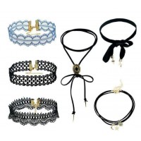 Assorted Black Choker Necklace Set [8 Variants]