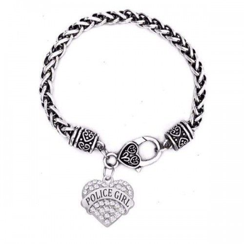 'Authorities Girl' Crystal Heart Charm Chain Bracelets [5 Variants]