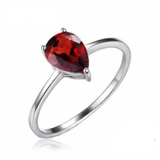 Blood Red Garnet Silver Ring
