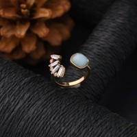 Gold Crystal Quartz Moonstone Ring