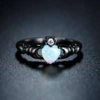 Beautiful Heart Charm Opal Ring