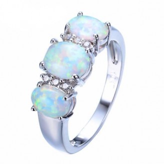 White Fire Crystal Opal Ring