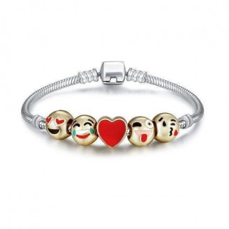 Five-piece Love Emoji Charm Bracelet