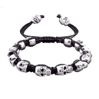 Antique Silver Skull Bead Bracelet [8 Variants]
