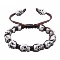 Antique Silver Skull Bead Bracelet [8 Variants]