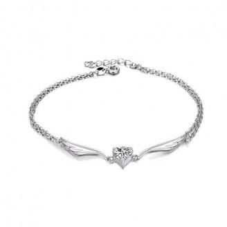 Angel Wings White Gold Anklet