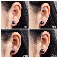 Straightforward Black Pearl Stud Silver Earring [3 Variants]