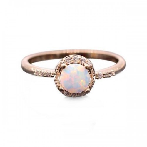 Round Cut Fire Opal Gold Ring [5 Variants]