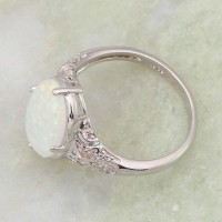 White Fire Opal Sterling Silver Ring