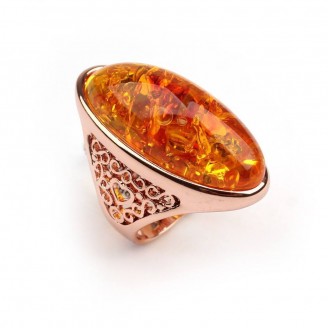 Natural Yellow Amber Stone Gold Ring (2 Variants)