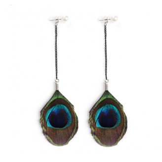 Layered Peacock Feather Earrings [2 Variants]