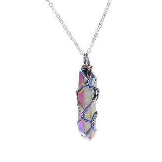 Silver Wire Wrap Quartz Crystal Necklace [2 Variants]