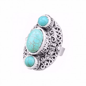 Tri Turquoise Stone Sterling Silver Ring
