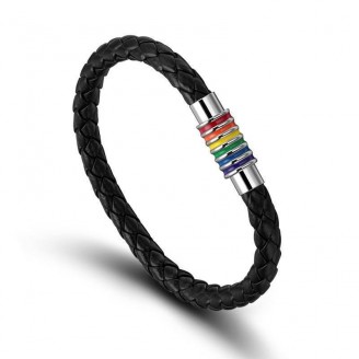 Rainbow Pride Magnetic Buckle Leather Bracelet [2 Variants]