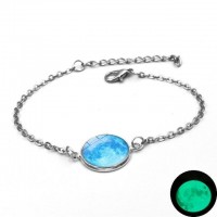 Luna Negra Luminous Glass Cabochon Silver Charm Bracelet [10 Variants]