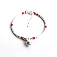 Silver Persimmon Bell Seedling with Lucky Red String Bracelet