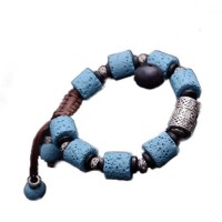 Vintage Om Blue Lava Incantation Bracelet