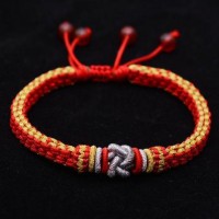 Couples Lucky Silver Knot Rope Bracelet