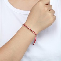 Sterling Silver Beads Lucky Red Rope Bracelet