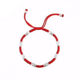 Silver Beads Roulette Lucky Red Rope Bracelet