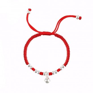 Beads and Bell Charm Lucky Red Rope Bracelet
