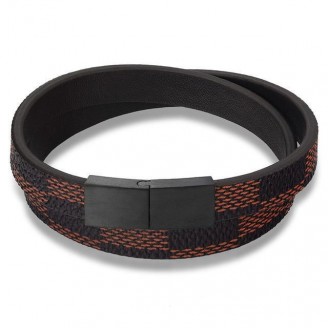 Geometric Leather Stainless Steel Magnetic Wrap Bracelet [2 Variants]