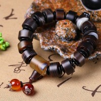 Sardonyx Black Roller Prayer Beads Bracelet